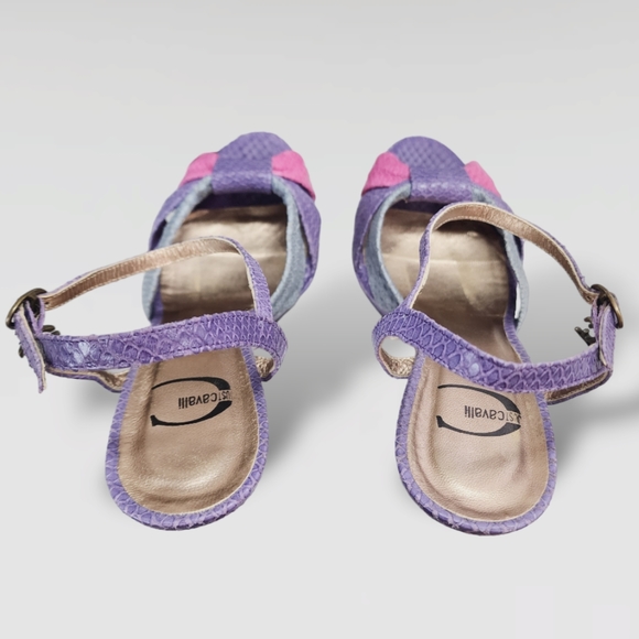 Just Cavalli Vintage Leather Snakeskin Platform Pastel Color Sandals - Picture 4 of 8